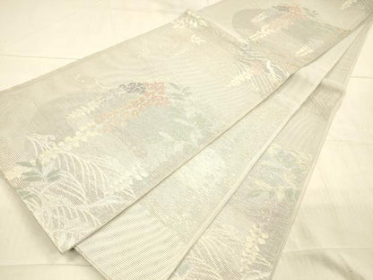 平和屋着物＊夏物 六通柄袋帯 流水藤花房 銀糸 正絹 逸品 DAAX8976cm