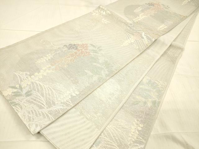 平和屋着物＊夏物 六通柄袋帯 流水藤花房 銀糸 正絹 逸品 DAAX8976cm