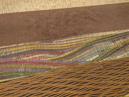 平和屋着物＊夏物 全通柄袋帯 横段文 金糸 正絹 逸品 DAAX8977cm