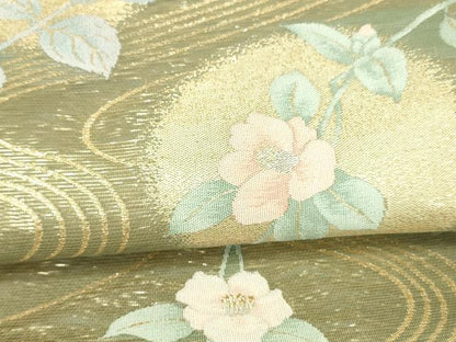 平和屋着物＊夏物 六通柄袋帯 涼水に花 金銀糸 正絹 逸品 DAAX8981cm