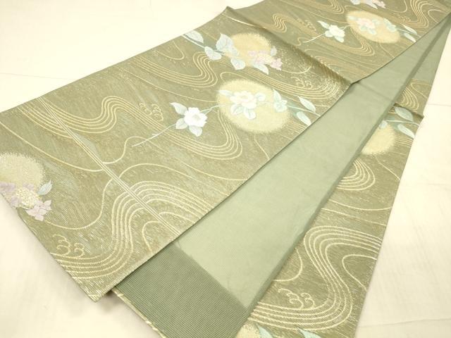 平和屋着物＊夏物 六通柄袋帯 涼水に花 金銀糸 正絹 逸品 DAAX8981cm