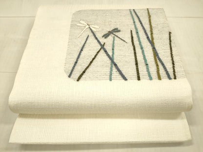 平和屋着物＊夏物 太鼓柄袋帯 すくい織 蜻蛉竹文 正絹 逸品 DAAX8982cm