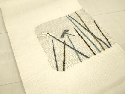 平和屋着物＊夏物 太鼓柄袋帯 すくい織 蜻蛉竹文 正絹 逸品 DAAX8982cm