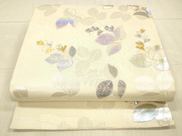 平和屋着物＊夏物 六通柄袋帯 草葉文 金銀彩 正絹 逸品 DAAX8983cm