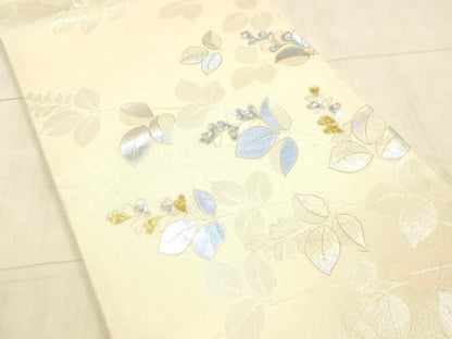 平和屋着物＊夏物 六通柄袋帯 草葉文 金銀彩 正絹 逸品 DAAX8983cm