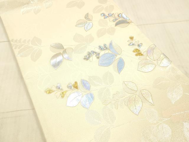 平和屋着物＊夏物 六通柄袋帯 草葉文 金銀彩 正絹 逸品 DAAX8983cm