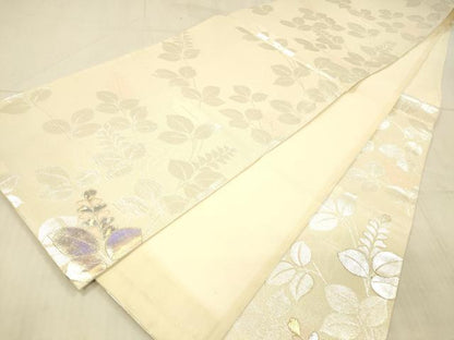 平和屋着物＊夏物 六通柄袋帯 草葉文 金銀彩 正絹 逸品 DAAX8983cm