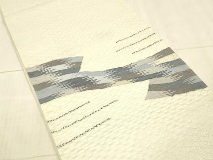 平和屋着物＊夏物 太鼓柄袋帯 櫛織 抽象文様 銀糸 正絹 逸品 DAAX8984cm