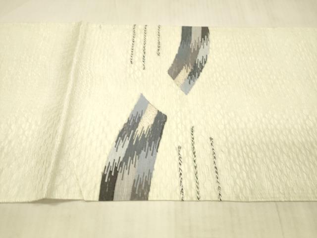 平和屋着物＊夏物 太鼓柄袋帯 櫛織 抽象文様 銀糸 正絹 逸品 DAAX8984cm