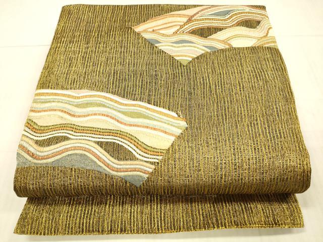 平和屋着物＊夏物 六通柄袋帯 地紙流水文 金糸 正絹 逸品 DAAX8985cm
