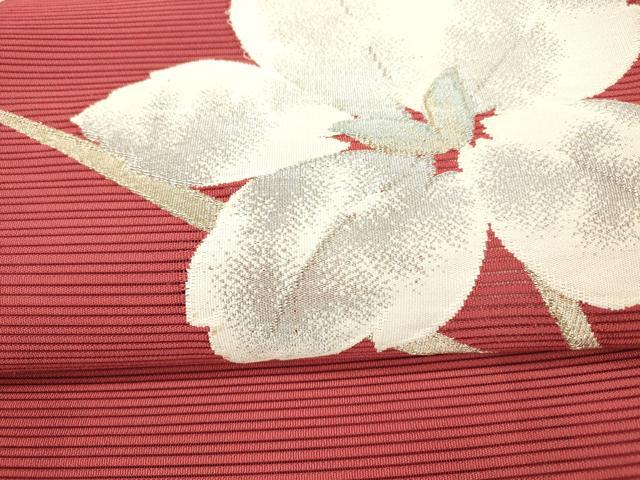 平和屋着物＊夏物 西陣 伊豆花謹製 絽綴れ 八寸名古屋帯 草花文 金銀糸 正絹 逸品 DAAX8986cm