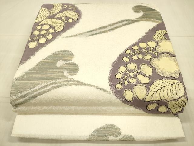 平和屋着物＊夏物 六通柄袋帯 立波草花文 金銀糸 正絹 逸品 DAAX8988cm