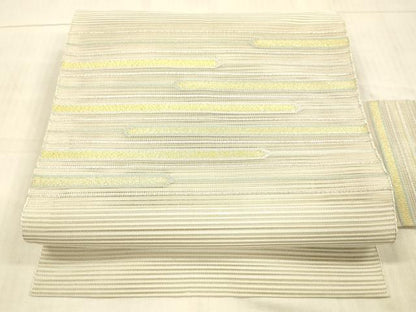 平和屋着物＊夏物 絽綴れ 八寸名古屋帯 横段文 金糸 正絹 逸品 DAAX8989cm