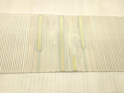 平和屋着物＊夏物 絽綴れ 八寸名古屋帯 横段文 金糸 正絹 逸品 DAAX8989cm