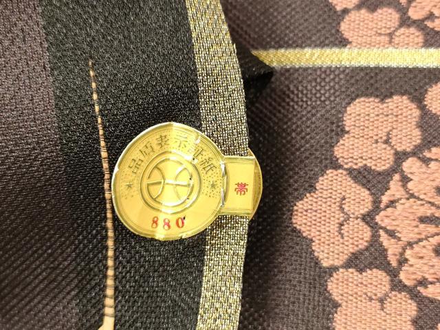 平和屋着物＊夏物 西陣 帯屋一条にしたに織物謹製 六通柄袋帯 唐織 舞衣 源氏車花文 金糸 証紙付き 正絹 逸品 DAAX8990cm