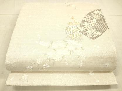 平和屋着物＊夏物 両面 全通柄袋帯 櫛花文 月花文 金銀糸 正絹 逸品 DAAX8991cm