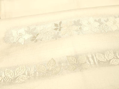 平和屋着物＊夏物 六通柄袋帯 唐織 横段草花文 銀糸 正絹 逸品 DAAX8995cm