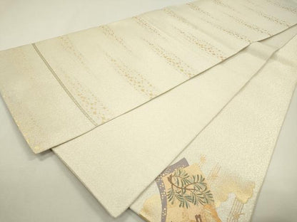平和屋着物▼太鼓柄袋帯　地紙重ね松文　金銀糸　正絹　逸品　DAAX9620fe