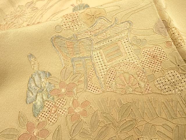 平和屋着物▽中国三大刺繍 スワトウ刺繍 汕頭刺繍 訪問着 平安風景