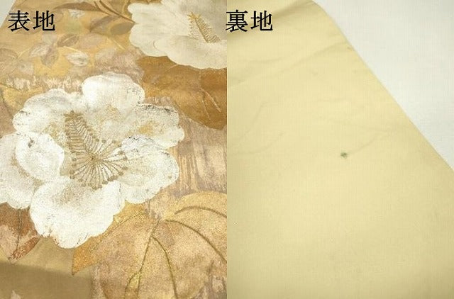 平和屋着物▼太鼓柄袋帯 刺繍 枝花 金銀彩 正絹 逸品 DAAX9861fe
