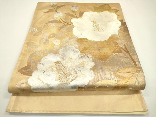 平和屋着物▼太鼓柄袋帯 刺繍 枝花 金銀彩 正絹 逸品 DAAX9861fe