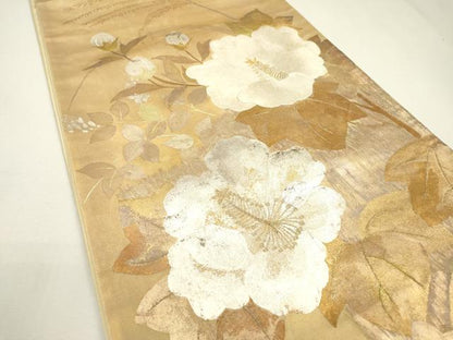 平和屋着物▼太鼓柄袋帯 刺繍 枝花 金銀彩 正絹 逸品 DAAX9861fe