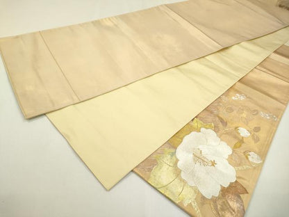 平和屋着物▼太鼓柄袋帯 刺繍 枝花 金銀彩 正絹 逸品 DAAX9861fe