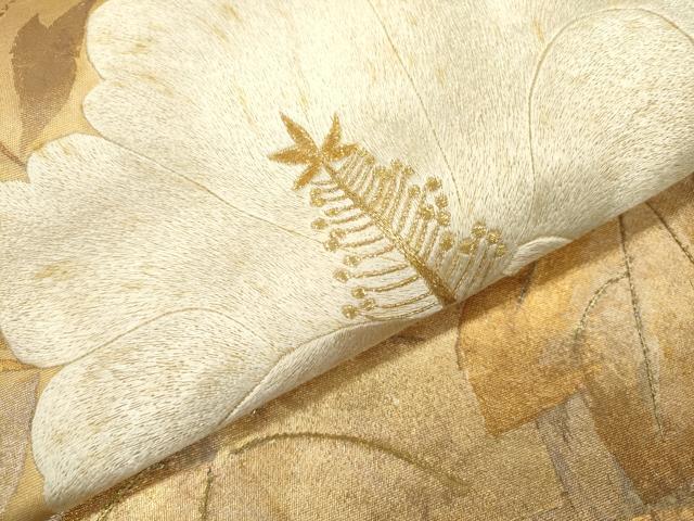 平和屋着物▼太鼓柄袋帯 刺繍 枝花 金銀彩 正絹 逸品 DAAX9861fe