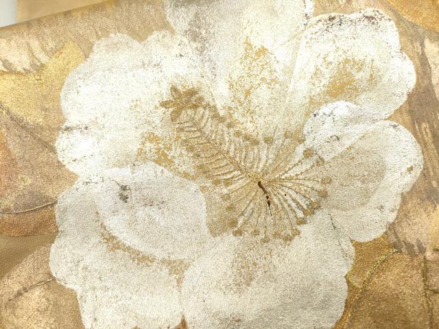 平和屋着物▼太鼓柄袋帯 刺繍 枝花 金銀彩 正絹 逸品 DAAX9861fe