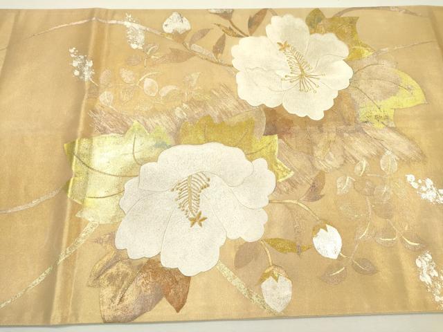 平和屋着物▼太鼓柄袋帯 刺繍 枝花 金銀彩 正絹 逸品 DAAX9861fe