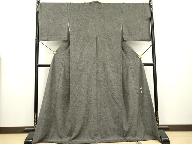 平和屋着物●江戸小紋 作家物 吹き寄せ文 黒地 ロング丈 正絹 逸品 DAAX9876fe