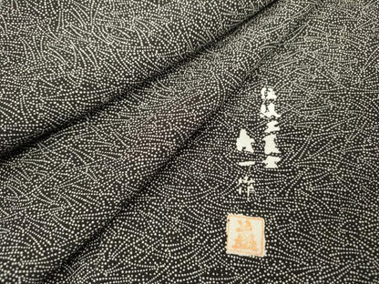 平和屋着物●江戸小紋 作家物 吹き寄せ文 黒地 ロング丈 正絹 逸品 DAAX9876fe