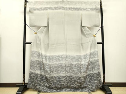 平和屋着物●訪問着　紬地　芝文　正絹　逸品　DAAX9877fe