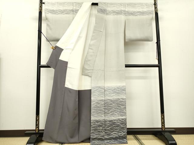 平和屋着物●訪問着　紬地　芝文　正絹　逸品　DAAX9877fe