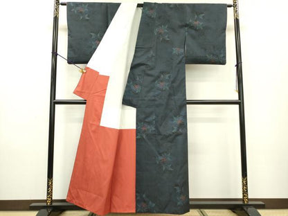 平和屋着物●本場大島紬 9マルキ 流水花文 正絹 逸品 DAAX9879fe