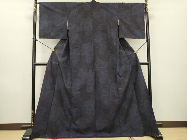 平和屋着物●結城紬 花唐草文 正絹 逸品 DAAX9881fe