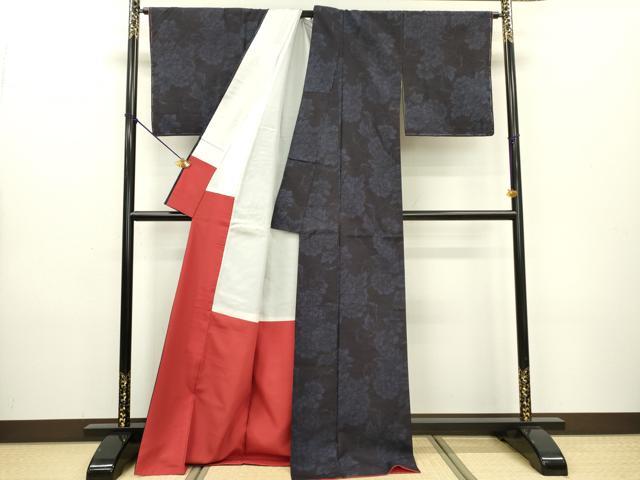 平和屋着物●結城紬 花唐草文 正絹 逸品 DAAX9881fe