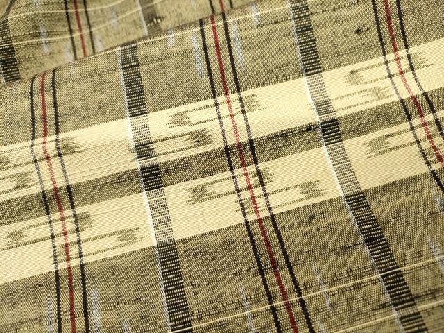 平和屋着物●上質な紬　横段文　正絹　逸品　DAAX9885fe