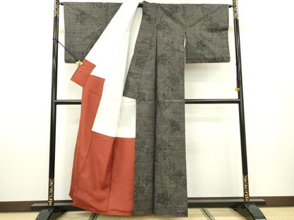 平和屋着物●本場大島紬 ７マルキ 蔦の葉唐草文 正絹 逸品 DAAX9889fe