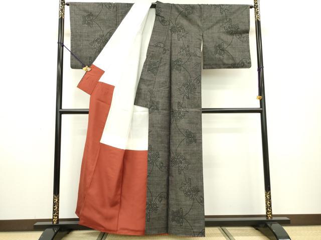 平和屋着物●本場大島紬 ７マルキ 蔦の葉唐草文 正絹 逸品 DAAX9889fe