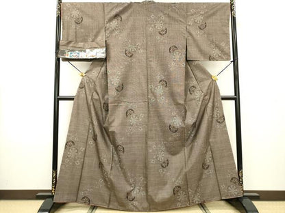 平和屋着物●本場大島紬　9マルキ　古代染色純泥染　源氏車文　則織物謹製　証紙付き　正絹　逸品　未使用　DAAX9915fe