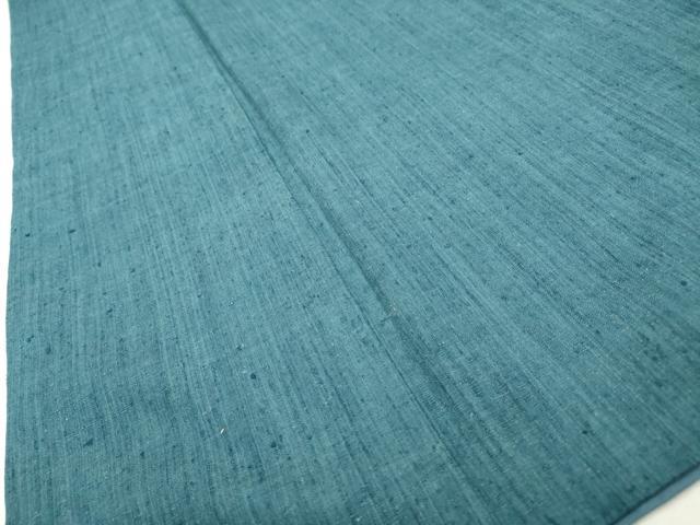 平和屋着物○本場結城紬 重要無形文化財 色無地 藍色 正絹 逸品