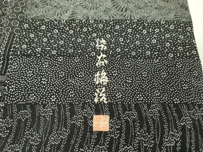 平和屋着物●伝統工芸士 染谷梅治　江戸小紋　百柄　黒地　正絹　逸品　DAAX9932fe
