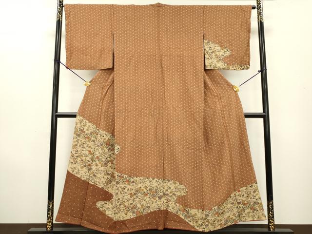 平和屋着物●訪問着 型染 枝花 正絹 逸品 DAAX9950fe