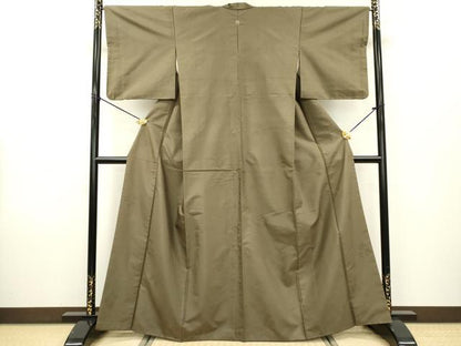 平和屋着物●上質な紬　花丸地紋　生壁色　正絹　逸品　DAAX9953fe