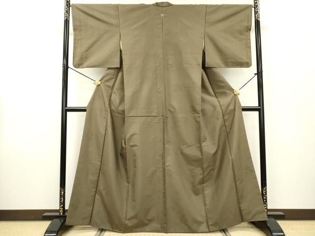 平和屋着物●上質な紬　花丸地紋　生壁色　正絹　逸品　DAAX9953fe