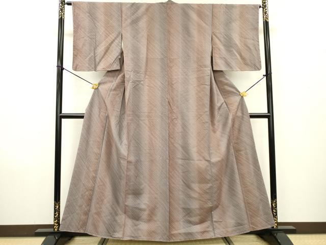 平和屋着物●上質な紬　斜線文　正絹　逸品　未使用　DAAX9956fe