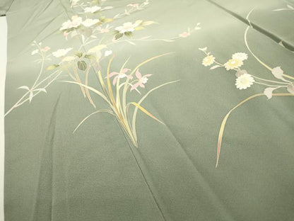 平和屋着物●訪問着 友禅 草花 暈し染 正絹 逸品 DAAX9963fe