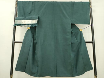 平和屋着物●男性 馬場上紬 高麗納戸色 正絹 逸品 DAAX9966fe