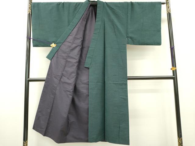 平和屋着物●男性 馬場上紬 高麗納戸色 正絹 逸品 DAAX9966fe